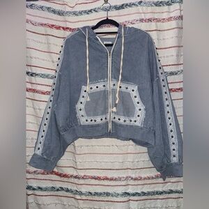 POL Blue Jean Jacket with Lace Details - NWOT